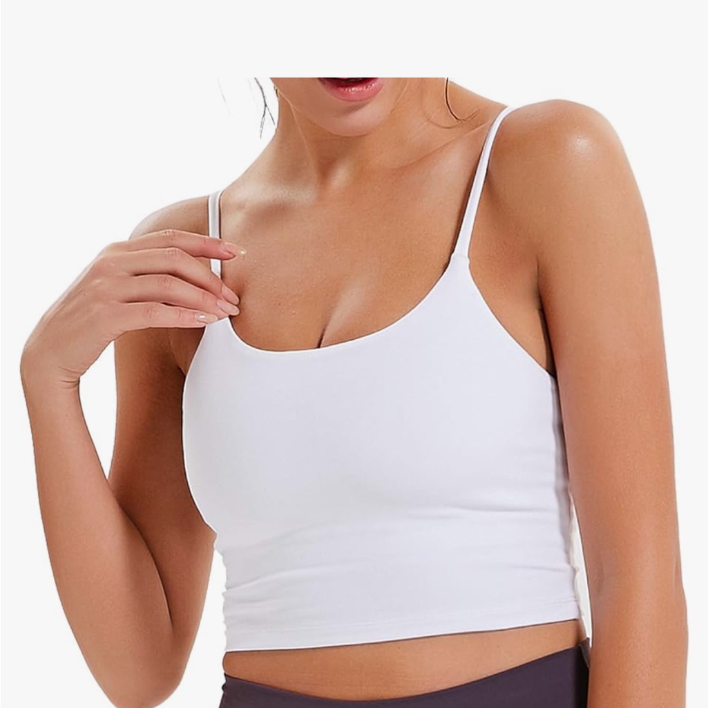 Women Yoga Tank Tops Padded Sports Bra Workout Fitness Running Crop Top White